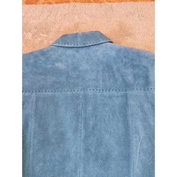 Margaret Godfrey Blue Suede‎ Button Up Blazer Women's Size 8 Classic Tailored - Picture 14 of 16